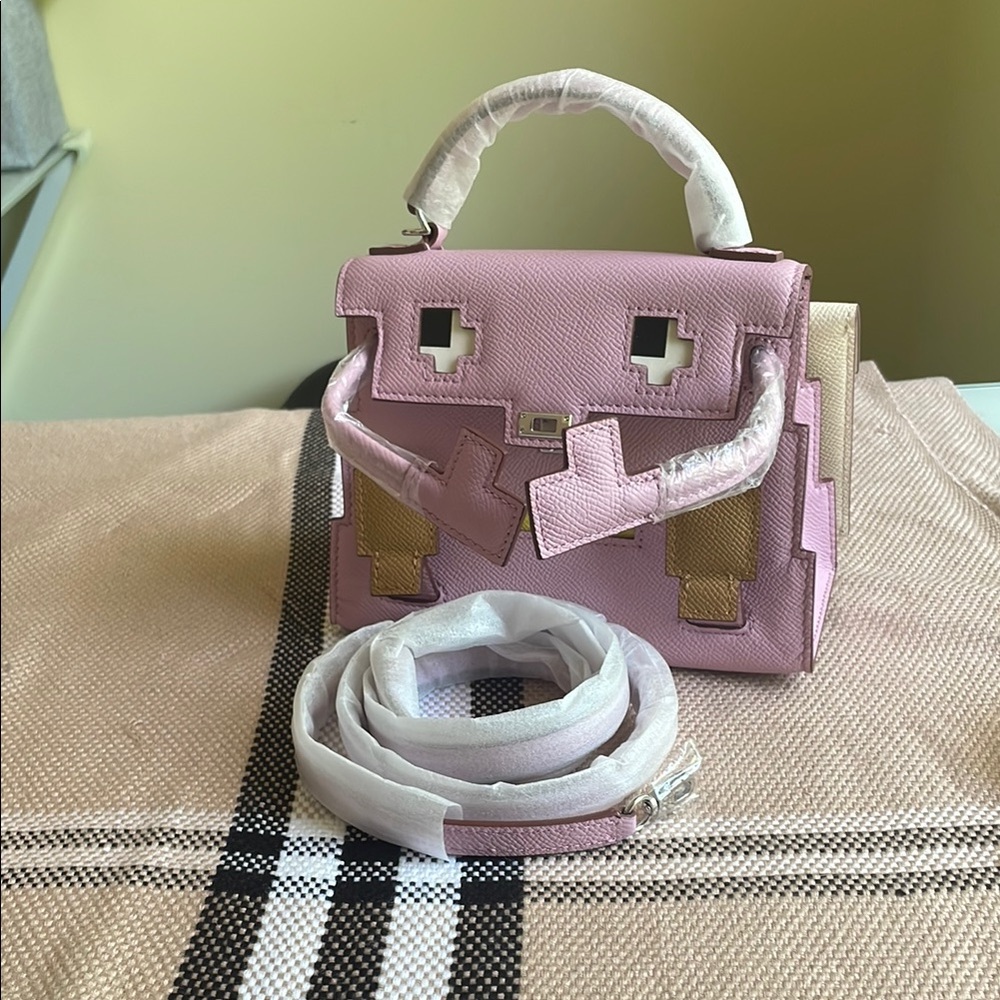 Pink and Gold Women's Handbag